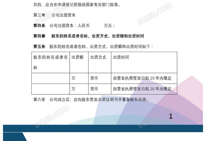 股东公司章程
股东公司章程
