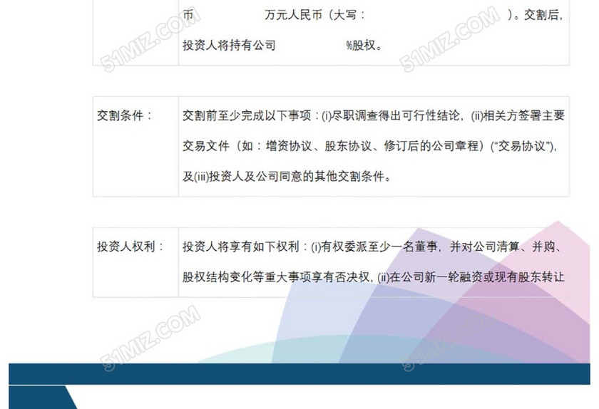融资条款摘要
融资条款摘要
