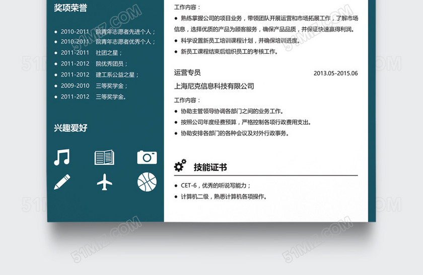 时尚创意运营主管个人简历模板 时尚创意运营主管个人简历模板