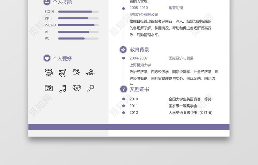 行政管理求职简历创意风格简历模板
行政管理求职简历创意风格简历模板