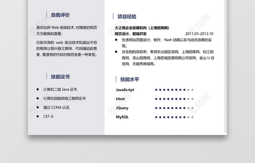 通用应届生程序员前端工程师个性创意简历 通用应届生程序员前端工程师个性创意简历