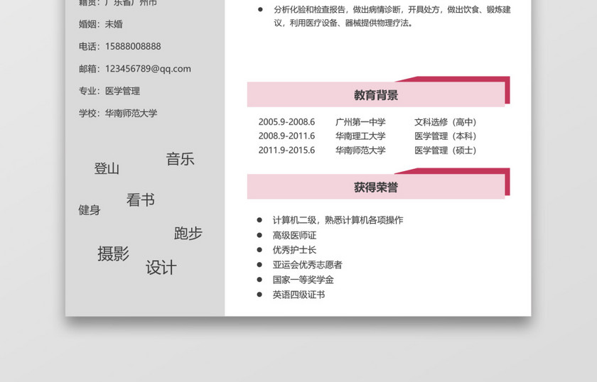 红色医生求职简历 红色医生求职简历