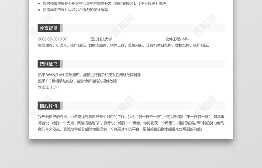 java程序员专用简历模板 java程序员专用简历模板