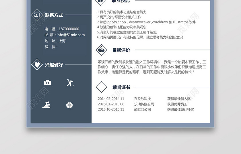美工设计师简约求职简历 美工设计师简约求职简历