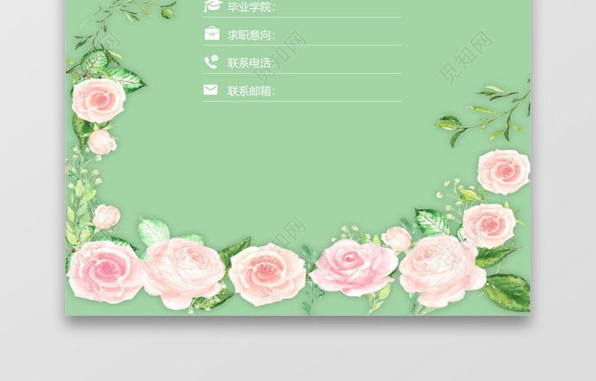 绿色清新花卉金融简历套装 绿色清新花卉金融简历套装