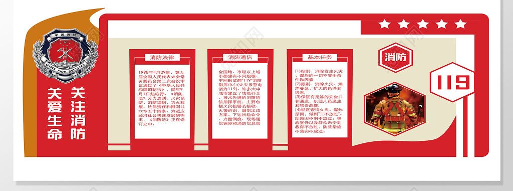 简约大气创意消防安全文化墙宣传