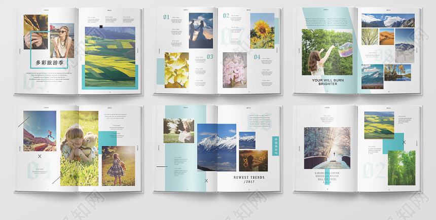 绿色清新简约时尚旅游纪念摄影集画册排版设计