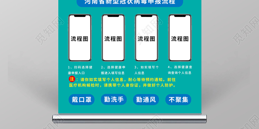 健康码领取流程图易拉宝展架健康证明