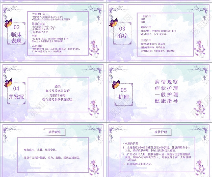 紫色清新风 肾病综合征PPT模板肾病综合征护理查房 紫色清新风 肾病综合征PPT模板肾病综合征护理查房