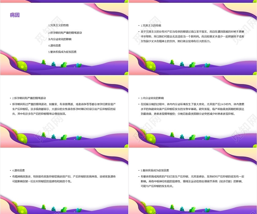 紫色卡通简约风产后抑郁的护理抑郁症PPT模板 紫色卡通简约风产后抑郁的护理抑郁症PPT模板