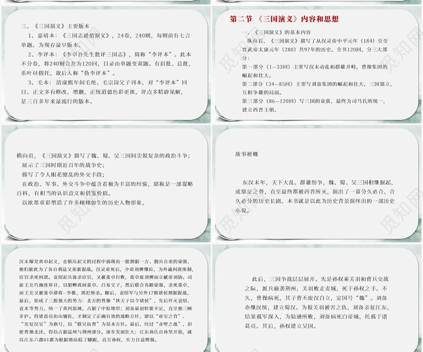 绿色古风三国演义三国演义PPT模板 绿色古风三国演义三国演义PPT模板