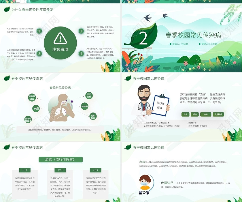 绿色清新简约春季传染病预防课件动态PPT模板 绿色清新简约春季传染病预防课件动态PPT模板